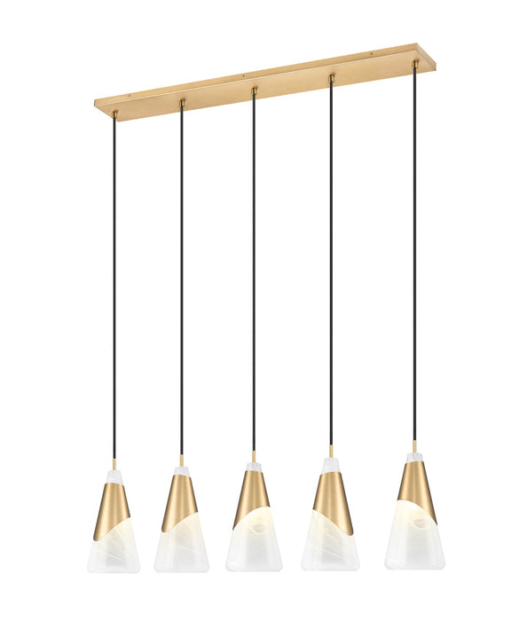 5 Light Linear Chandelier | 828P7-5L-MGLD