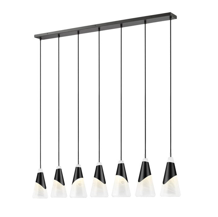 7 Light Linear Chandelier | 828P7-7L-MB