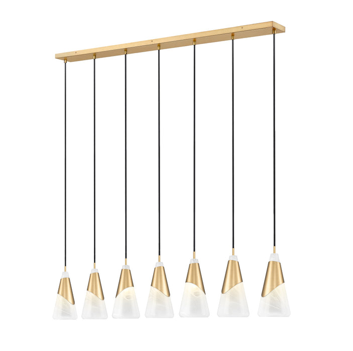7 Light Linear Chandelier | 828P7-7L-MGLD