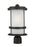 Generation Lighting Wilburn modern 1-light outdoor exterior post lantern in antique bronze finish with satin etched glas
