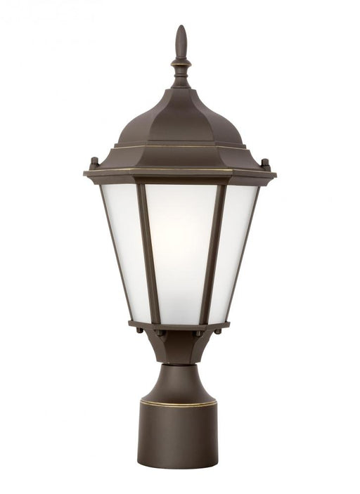 Generation Lighting Bakersville traditional 1-light outdoor exterior post lantern in antique bronze finish with satin et