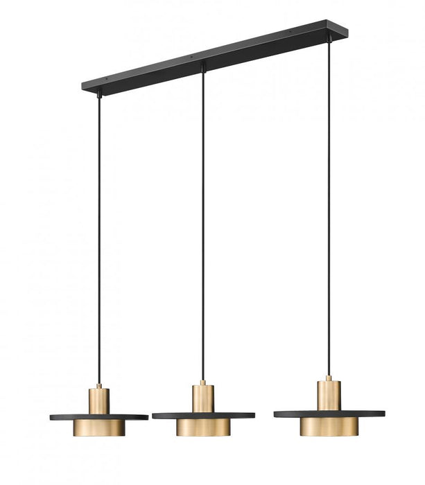 3 Light Linear Chandelier | 829P12-3L-MB-MGLD-LE