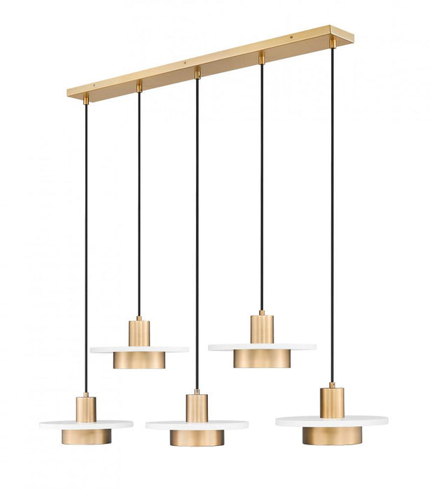 5 Light Linear Chandelier | 829P12-5L-MW-MGLD-LE