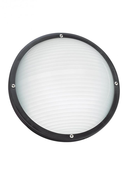 Generation Lighting Bayside traditional 1-light outdoor exterior wall or ceiling mount in black finish with frosted whit