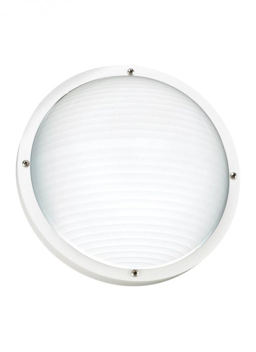 Generation Lighting Bayside traditional 1-light LED outdoor exterior wall or ceiling mount in white finish with frosted