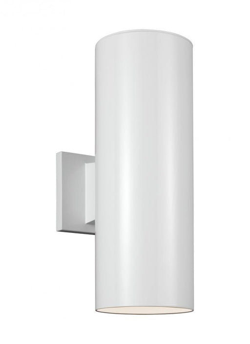 Visual Comfort & Co. Studio Collection Outdoor Cylinders transitional 2-light outdoor exterior small wall lantern sconce in white finish wi