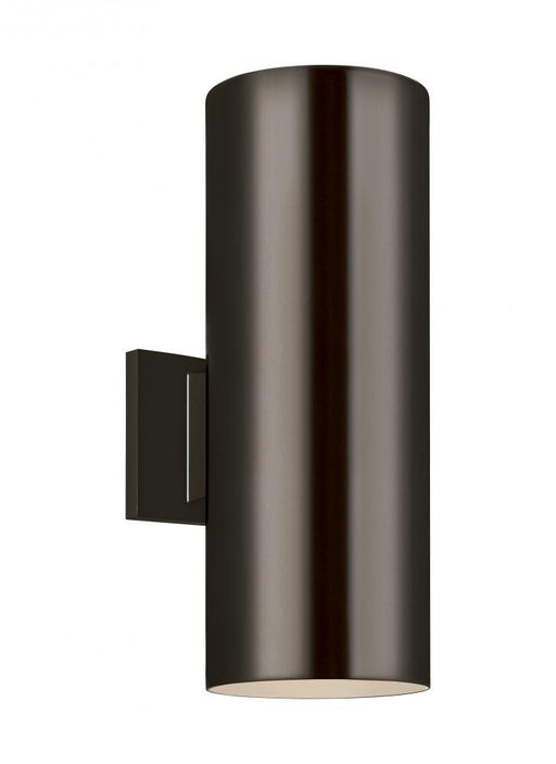 Visual Comfort & Co. Studio Collection Outdoor Cylinders transitional 2-light LED outdoor exterior small wall lantern sconce in bronze fini