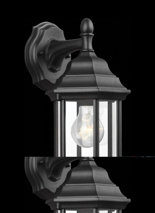 Generation Lighting Sevier traditional 1-light outdoor exterior small downlight outdoor wall lantern sconce in black fin | 8338701-12