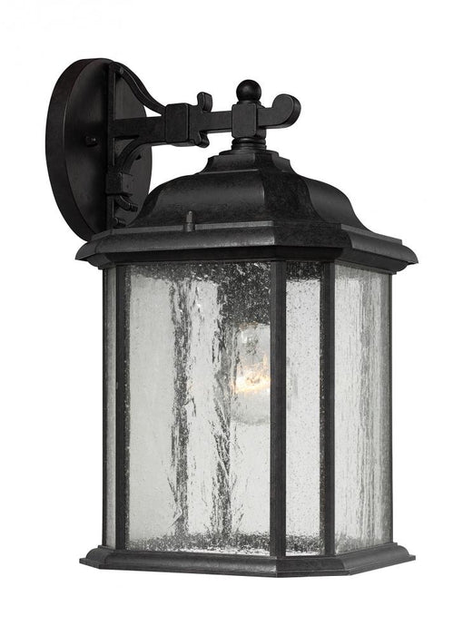 Generation Lighting Kent traditional 1-light outdoor exterior large wall lantern sconce in oxford bronze finish with cle | 84031-746