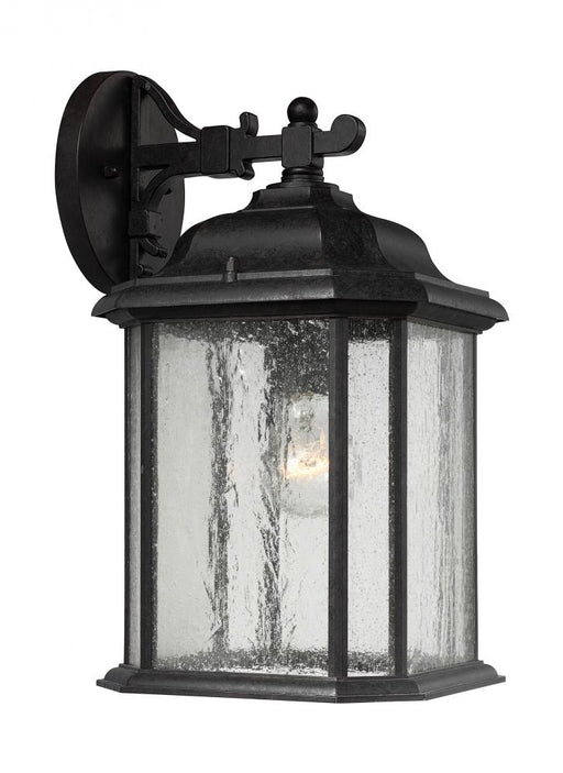 Generation Lighting Kent traditional 1-light outdoor exterior large wall lantern sconce in oxford bronze finish with cle