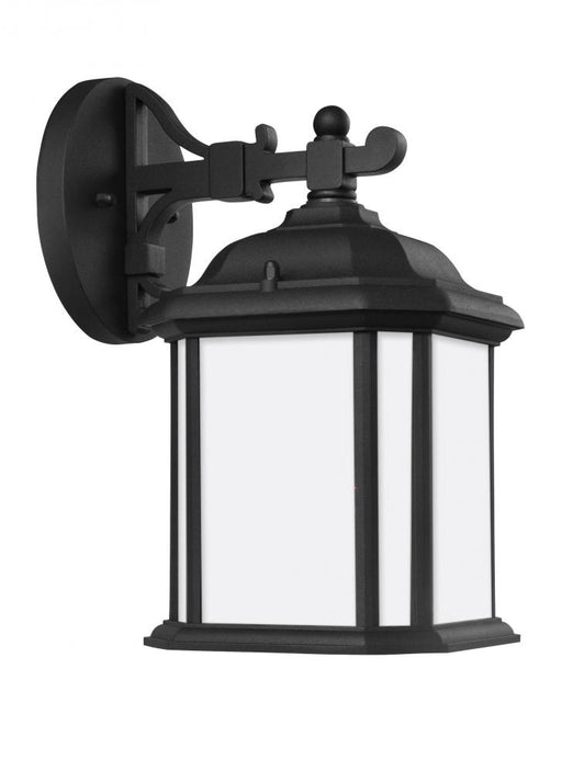 Generation Lighting Kent traditional 1-light LED outdoor exterior small wall lantern sconce in black finish with satin e