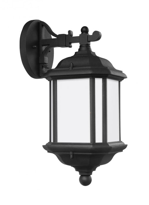 Generation Lighting Kent traditional 1-light LED outdoor exterior medium wall lantern sconce in black finish with satin