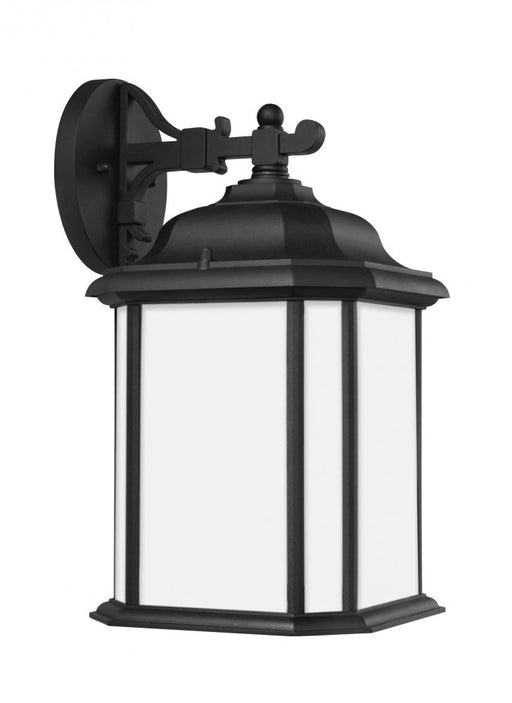 Generation Lighting Kent traditional 1-light LED outdoor exterior large wall lantern sconce in black finish with satin e