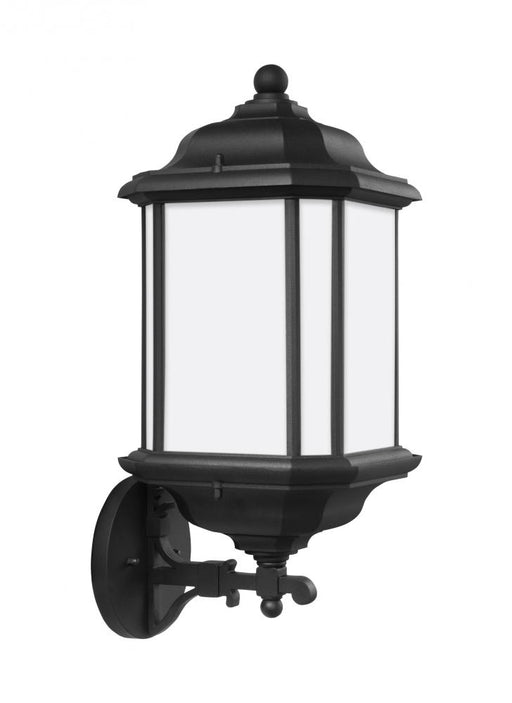 Generation Lighting Kent traditional 1-light outdoor exterior large uplight wall lantern sconce in black finish with sat