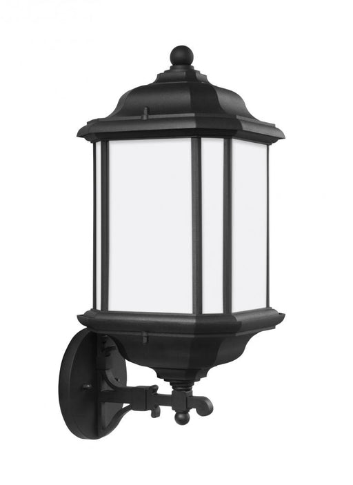 Generation Lighting Kent traditional 1-light LED outdoor exterior large uplight wall lantern sconce in black finish with