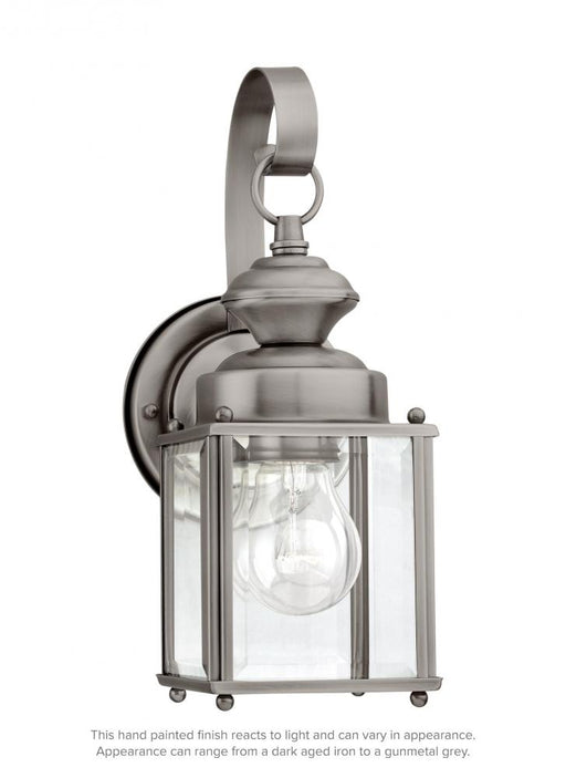 Generation Lighting Jamestowne transitional 1-light small outdoor exterior wall lantern in antique brushed nickel silver
