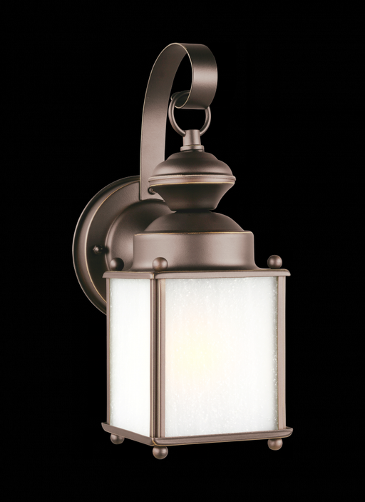 Generation Lighting Jamestowne transitional 1-light small outdoor exterior wall lantern in antique bronze finish with fr