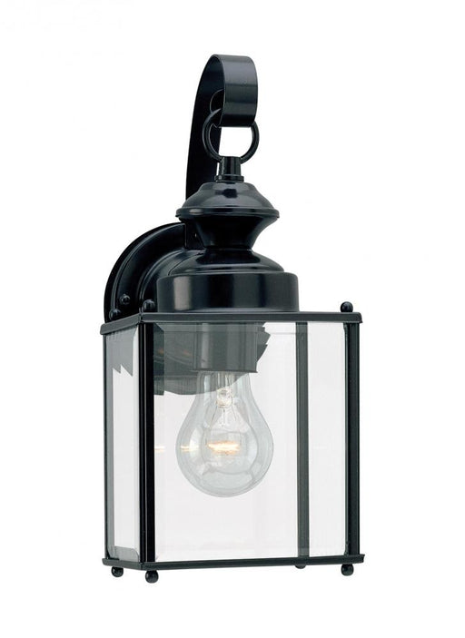 Generation Lighting Jamestowne transitional 1-light medium outdoor exterior wall lantern in black finish with clear beve