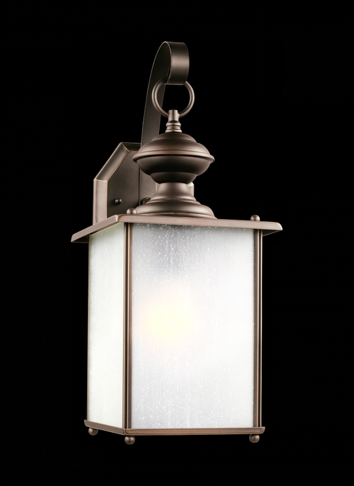 Generation Lighting Jamestowne transitional 1-light LED large outdoor exterior wall lantern in antique bronze finish wit