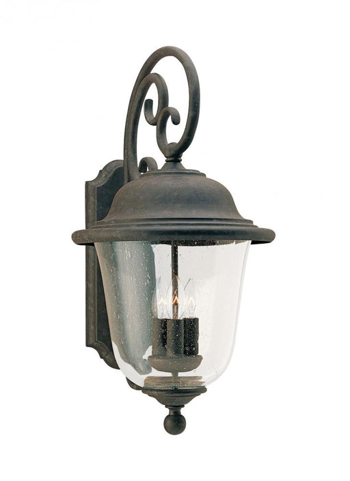 Generation Lighting Trafalgar traditional 3-light LED outdoor exterior wall lantern sconce in oxidized bronze finish wit
