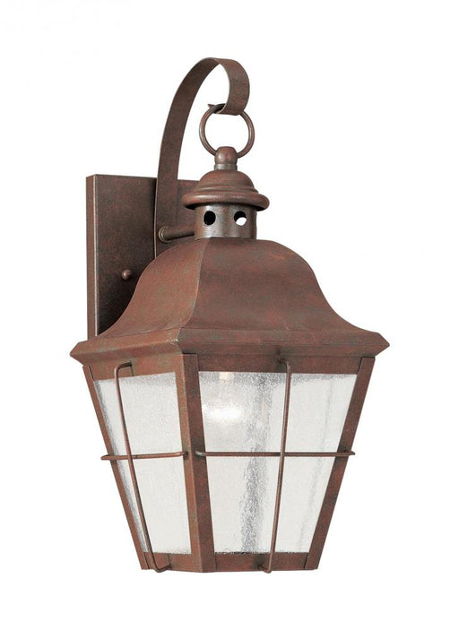 Generation Lighting Chatham traditional 1-light outdoor exterior wall lantern sconce in weathered copper finish with cle