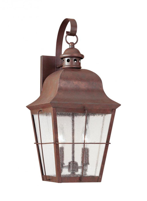 Generation Lighting Chatham traditional 2-light outdoor exterior wall lantern sconce in weathered copper finish with cle