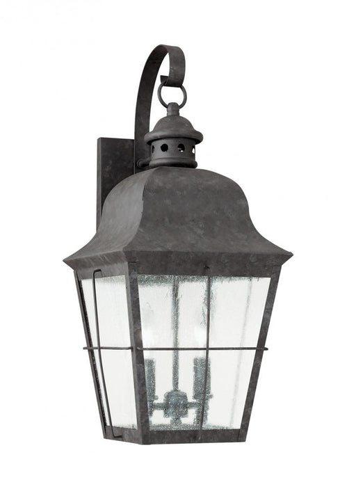 Generation Lighting Chatham traditional 2-light outdoor exterior wall lantern sconce in oxidized bronze finish with clea