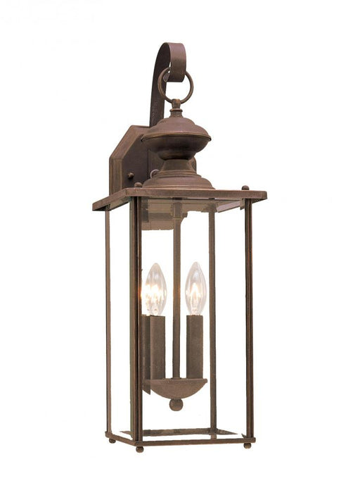 Generation Lighting Jamestowne transitional 2-light outdoor exterior wall lantern in antique bronze finish with clear be