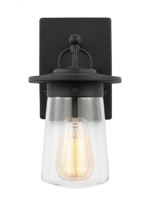 Generation Lighting Tybee casual 1-light LED outdoor exterior small wall lantern sconce in black finish with clear glass | 8508901EN7-12