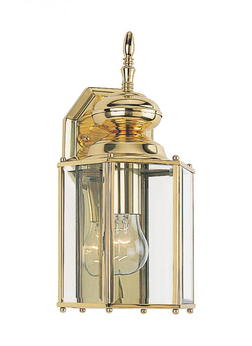 Generation Lighting Classico traditional 1-light outdoor exterior medium wall lantern sconce in polished brass gold fini