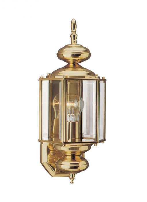Generation Lighting Classico traditional 1-light outdoor exterior large wall lantern sconce in polished brass gold finis | 2414286