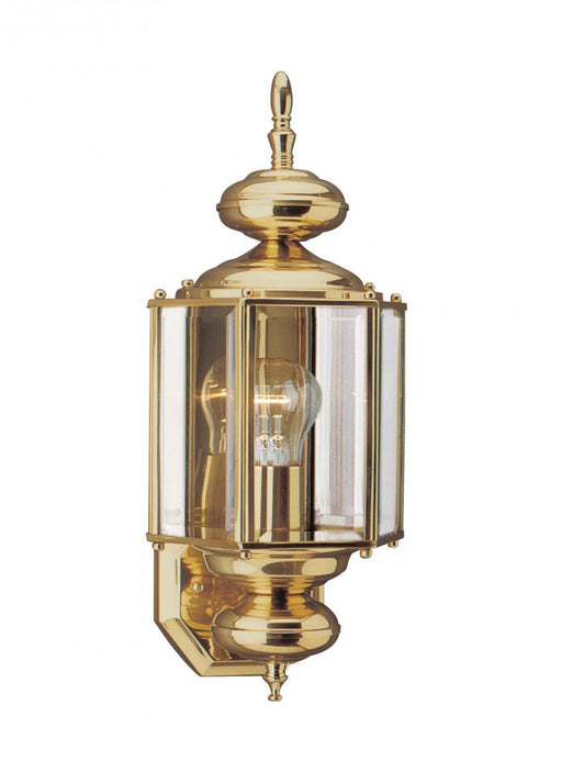 Generation Lighting Classico traditional 1-light outdoor exterior large wall lantern sconce in polished brass gold finis