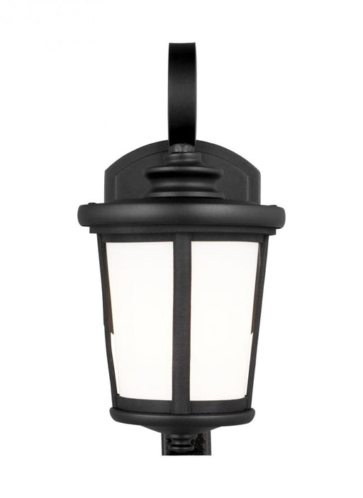 Generation Lighting Eddington modern 1-light outdoor exterior small wall lantern sconce in black finish with cased opal