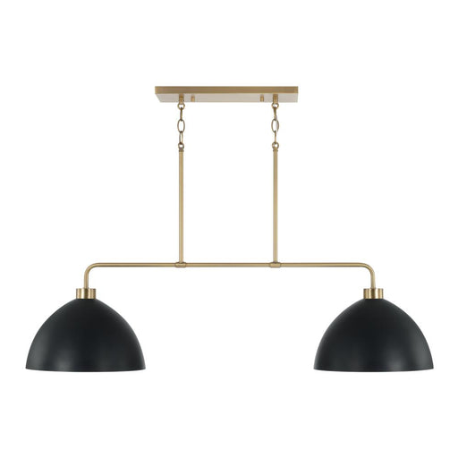 Capital 2-Light Linear Chandelier in Aged Brass and Black