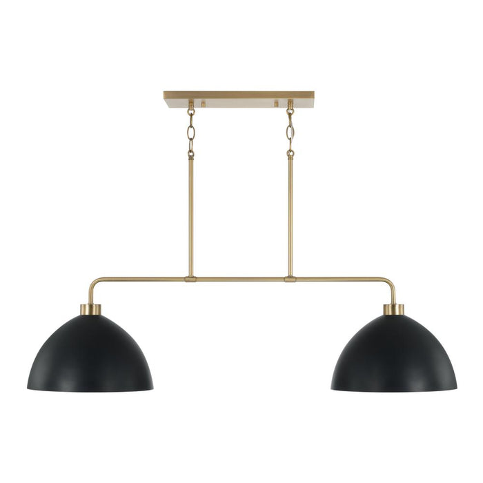 Capital 2-Light Linear Chandelier in Aged Brass and Black