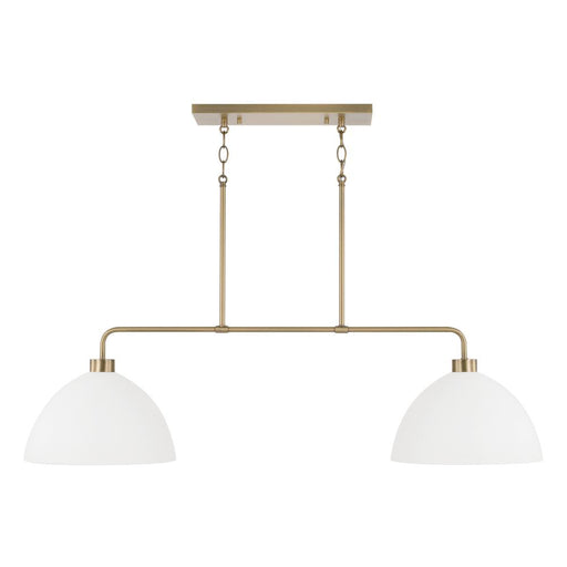 Capital 2-Light Linear Chandelier in Aged Brass and White