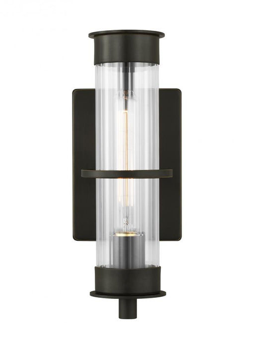 Visual Comfort & Co. Studio Collection Alcona transitional 1-light LED outdoor exterior small wall lantern in antique bronze finish with cl