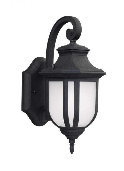 Generation Lighting Childress traditional 1-light LED outdoor exterior small wall lantern sconce in black finish with sa