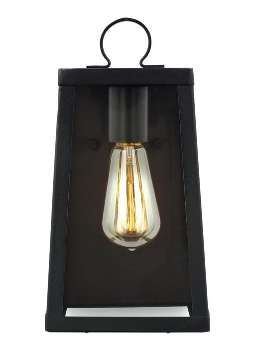 Visual Comfort & Co. Studio Collection Marinus modern 1-light LED outdoor exterior small wall lantern sconce in black finish with clear gla