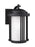 Generation Lighting Crowell contemporary 1-light outdoor exterior small wall lantern sconce in black finish with satin e | 8547901-12