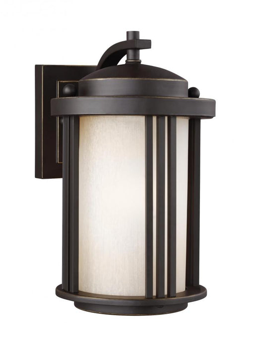 Generation Lighting Crowell contemporary 1-light outdoor exterior small wall lantern sconce in antique bronze finish wit