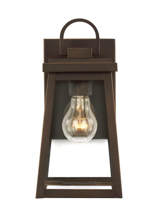 Visual Comfort & Co. Studio Collection Founders modern 1-light LED outdoor exterior small wall lantern sconce in antique bronze finish with