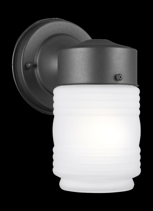 Generation Lighting Outdoor Wall traditional 1-light outdoor exterior wall lantern sconce in black finish with satin etc