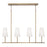 4-light Modern Linear Chandelier In Aged Brass With Tapered Soft White Glass | 855241AD-550