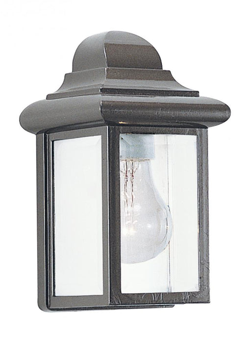 Generation Lighting Mullberry Hill traditional 1-light outdoor exterior wall lantern sconce in bronze finish with clear