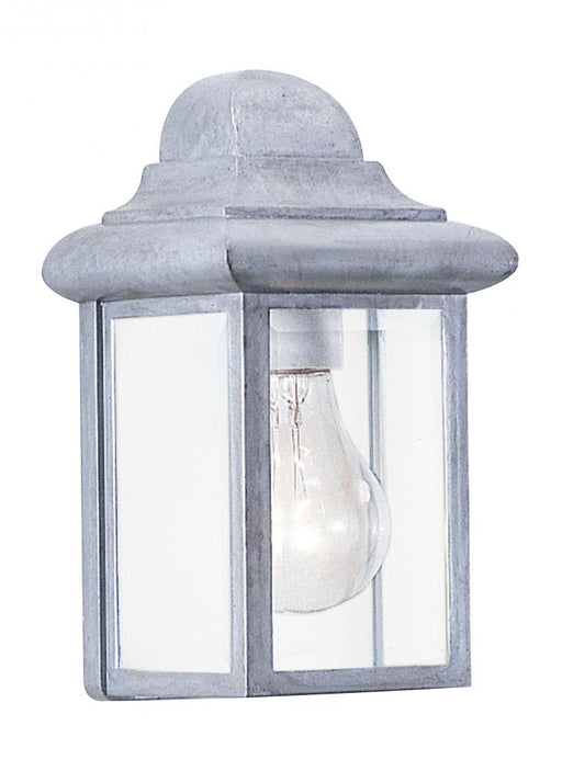 Generation Lighting Mullberry Hill traditional 1-light outdoor exterior wall lantern sconce in pewter finish with clear