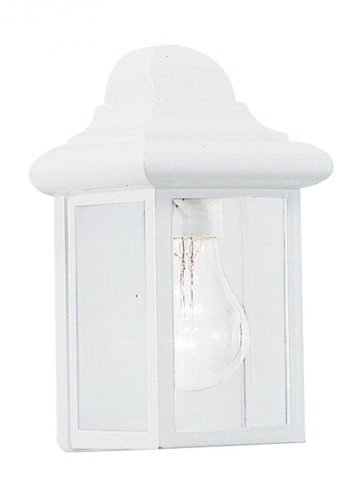 Generation Lighting Mullberry Hill traditional 1-light outdoor exterior wall lantern sconce in white finish with clear b