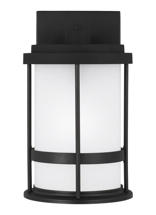 Generation Lighting Wilburn modern 1-light LED outdoor exterior Dark Sky compliant small wall lantern sconce in black fi