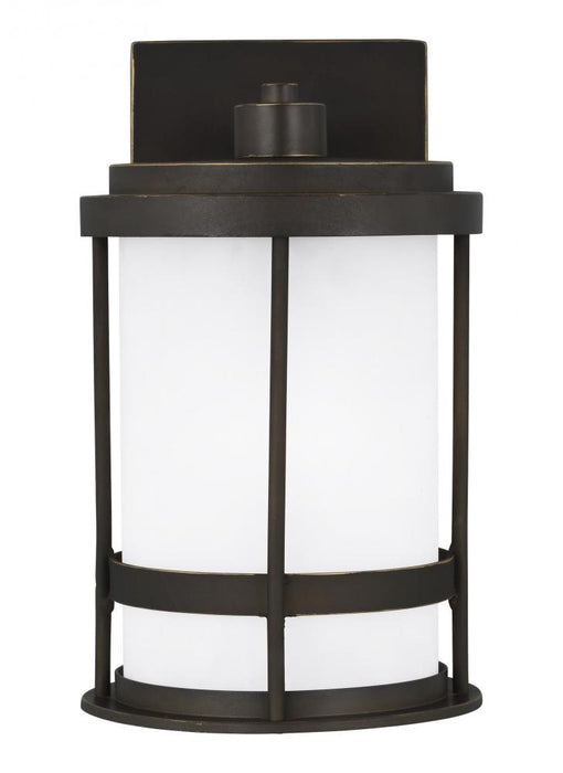 Generation Lighting Wilburn modern 1-light LED outdoor exterior Dark Sky compliant small wall lantern sconce in antique
