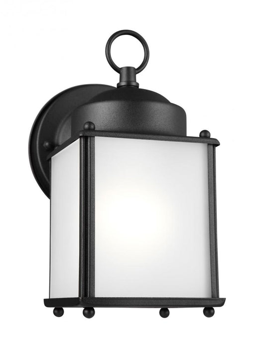 Generation Lighting New Castle traditional 1-light outdoor exterior wall lantern sconce in black finish with satin etche | 8592001-12